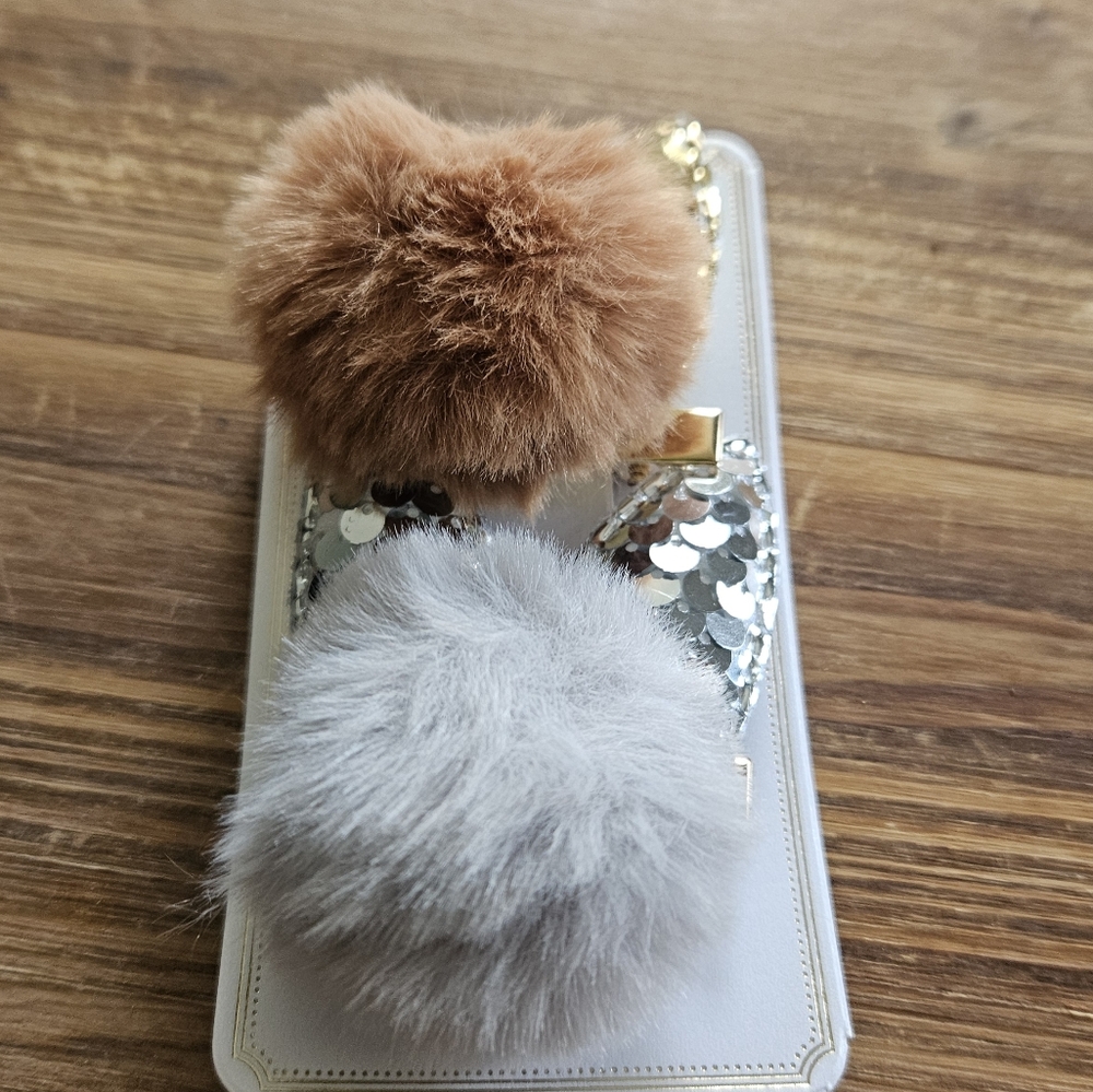 Fluffy Brown and Gray Hair Clips